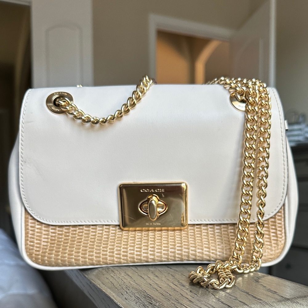 Coach & Ivory Leather Crossbody Handbag